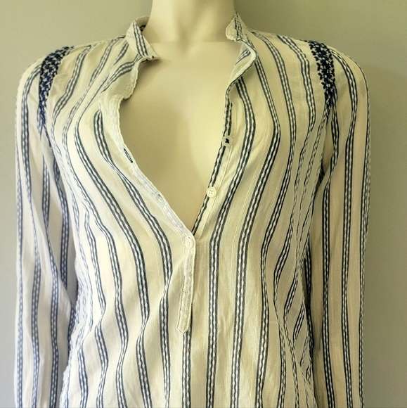 BRAND NEW! Zara Basic Collection Striped Colar Shirt Size XS - Picture 2 of 15